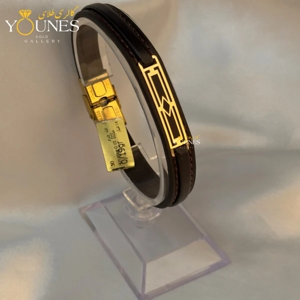 دستبند طلا چرم مردانه L166